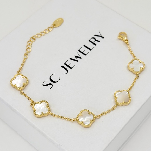 Petite Clover BraceletMother of Pearl 14k Gold FilledLuxury Jewelry
